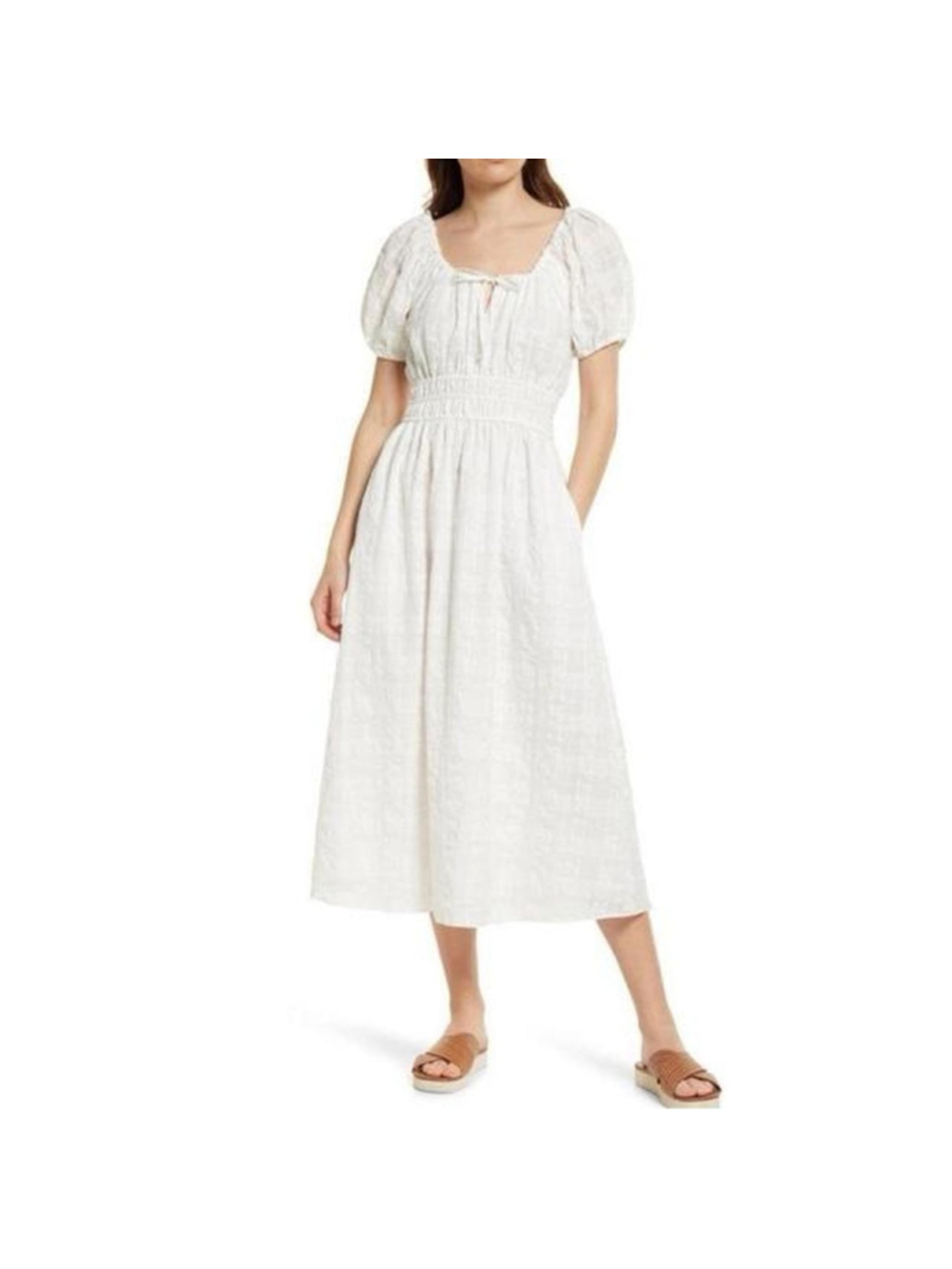 Madewell Sophia Midi Dress in Seersucker Check - Size XS